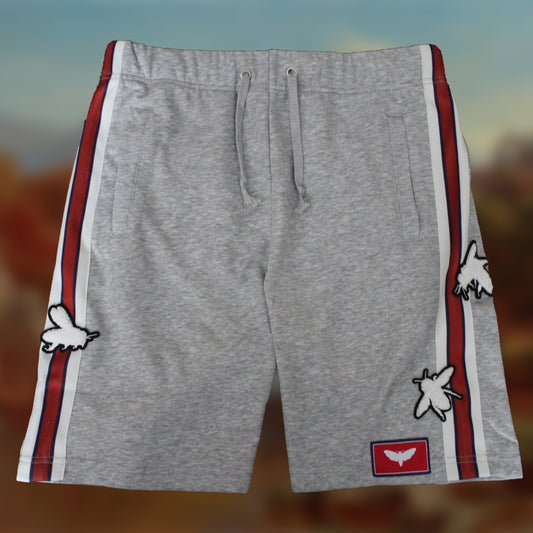 Grey Cotton Jersey Shorts with Appliqué